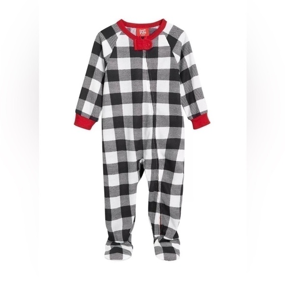 Family Pajamas Matching Baby Thermal Waffle Buffalo Check Footie One-Pieces - Picture 1 of 8